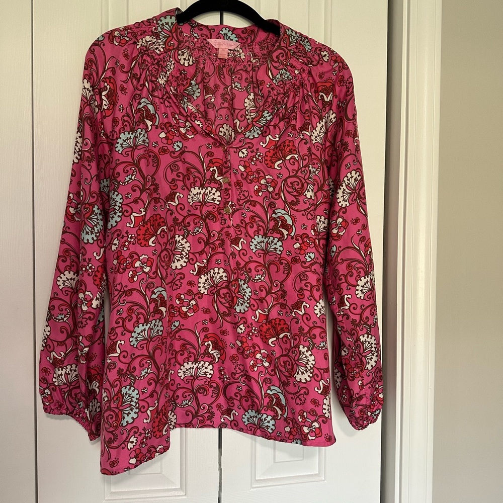 Lilly Pulitzer Pink Floral Blouse